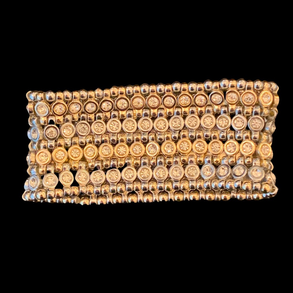 WHBM Stretch Cuff Bracelet Gold, Silver & Rhinestones